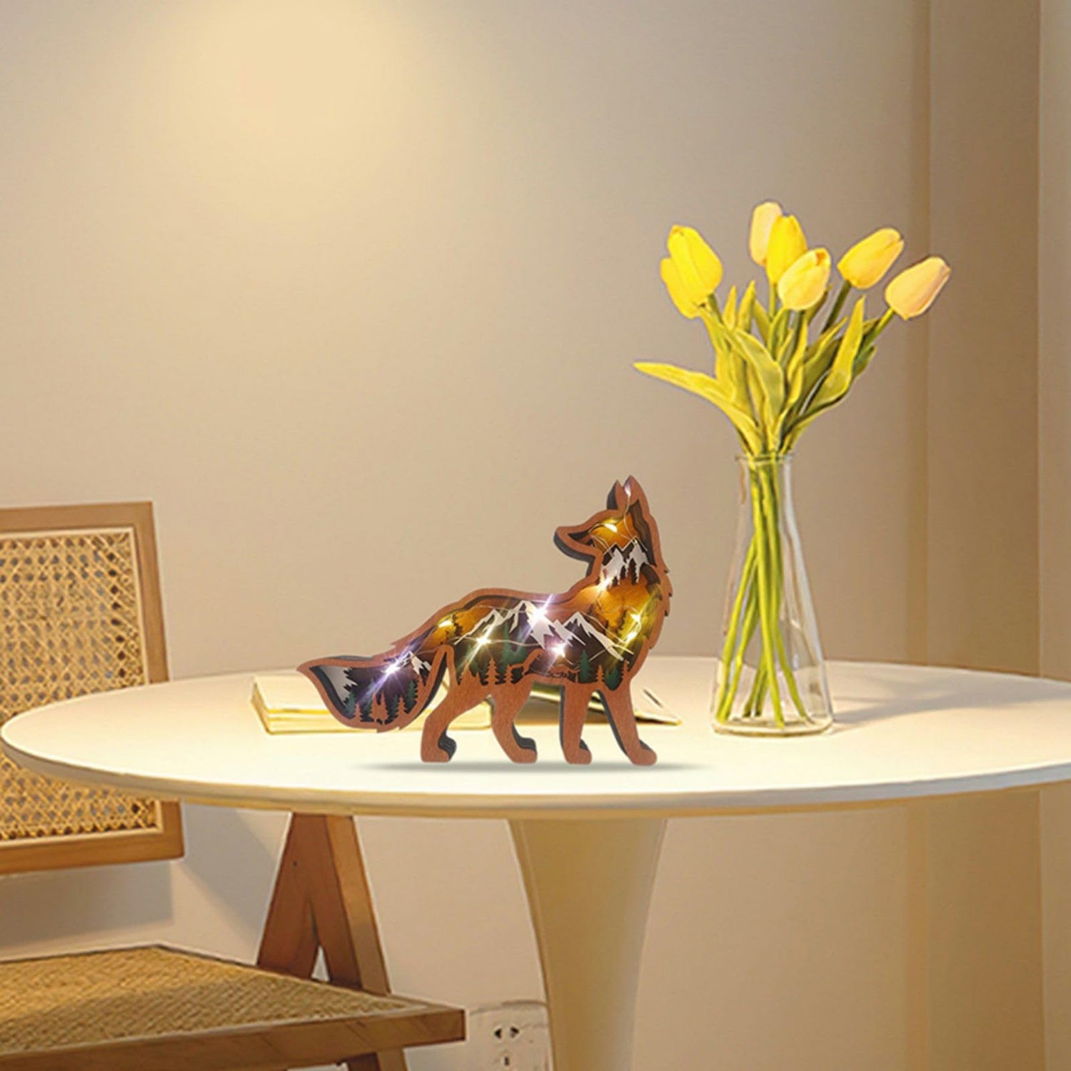 3D Wood Carved Animal Lamp - Warm LED Night Light for Home Decor Drawelry