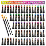 Shuttle Art Acrylic Painting Bundle, Set for 66 Colors Acrylic Paint in Tubes (22ml/0.74oz) + 36 Multi Pack Painting Canvas Panels Shuttle Art