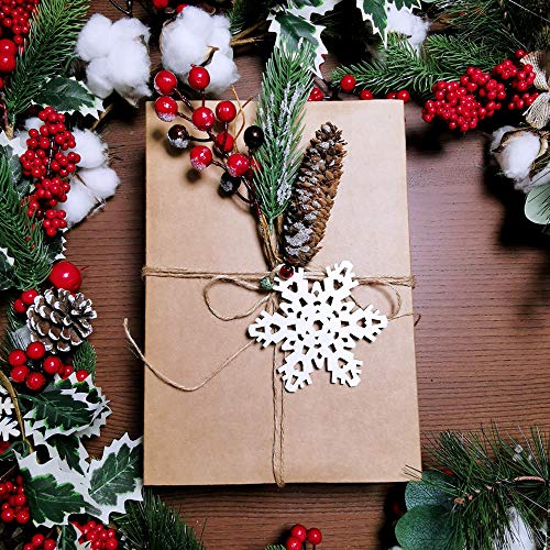 32 Set Christmas Hanging Natural Unfinished Wood Snowflake Cutouts Ornaments Ready-to-Personalize Wood Snowflake Rustic Winter Paintable Wooden Winlyn