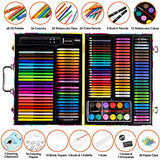 POPYOLA Art Supplies, 180 Piece Drawing Painting Art Kit with Clipboard and Coloring Papers, Gifts Art Set Case with Oil Pastels, Crayons, Colored POPYOLA