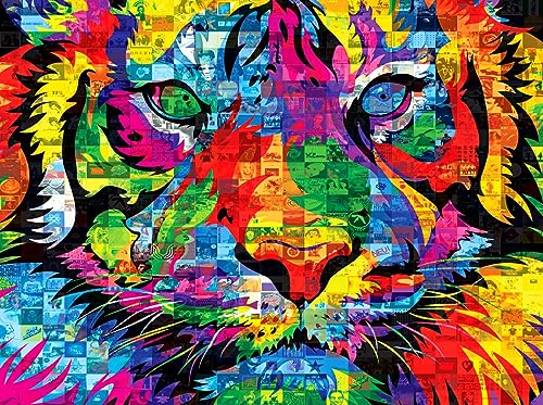 Cra-Z-Art - RoseArt - Kodak Premium Mosaics - Rainbow Tiger - 750 Piece Jigsaw Puzzle - WoodArtSupply