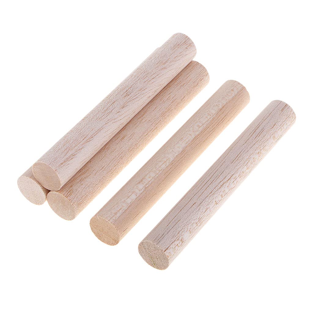 Baosity B Assorted Sizes Round Balsa Rods Unfinished Woodcraft Stick Dowel Rod for Kindergarten Handmade Craft Model Making Accessories, 5 Pieces Baosity