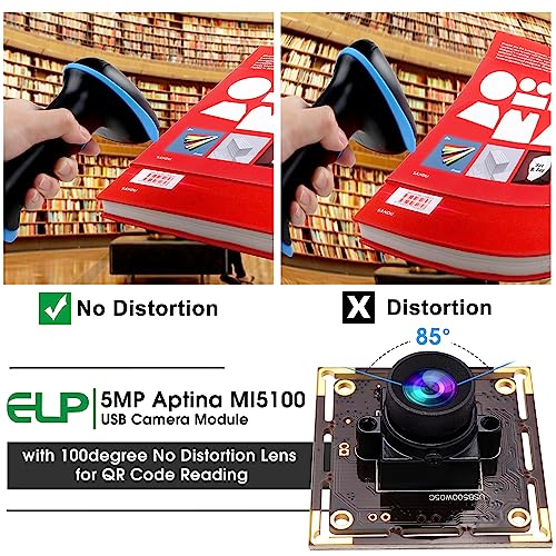 ELP 5mp Wide Angle USB Camera Module for Computer and Raspberry Pi Mini UVC USB2.0 PC Camera 100degree Low Distortion Webcam Board MI5100 Lightburn ELP