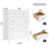 HOUSUIT White Dresser with 5 Drawers, Tall Dresser Chest of Drawers, 5 Drawer Dresser with Deep Space, Wood Dresser Storage Cabinet for Living Room, HOUSUIT