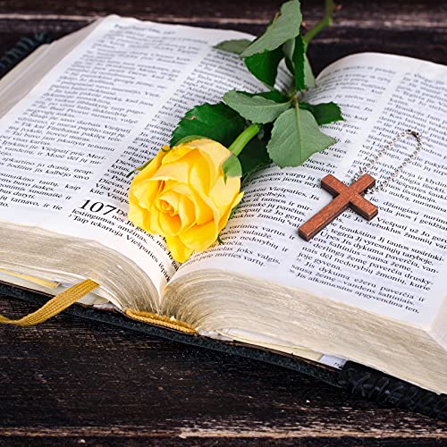 Hicarer Cross Charm Mini Wood Cross Charm Wooden Cross Pendant Hanging Ornament for Men, Women DIY Necklace Bracelet Earring Jewelry Craft Making Hicarer