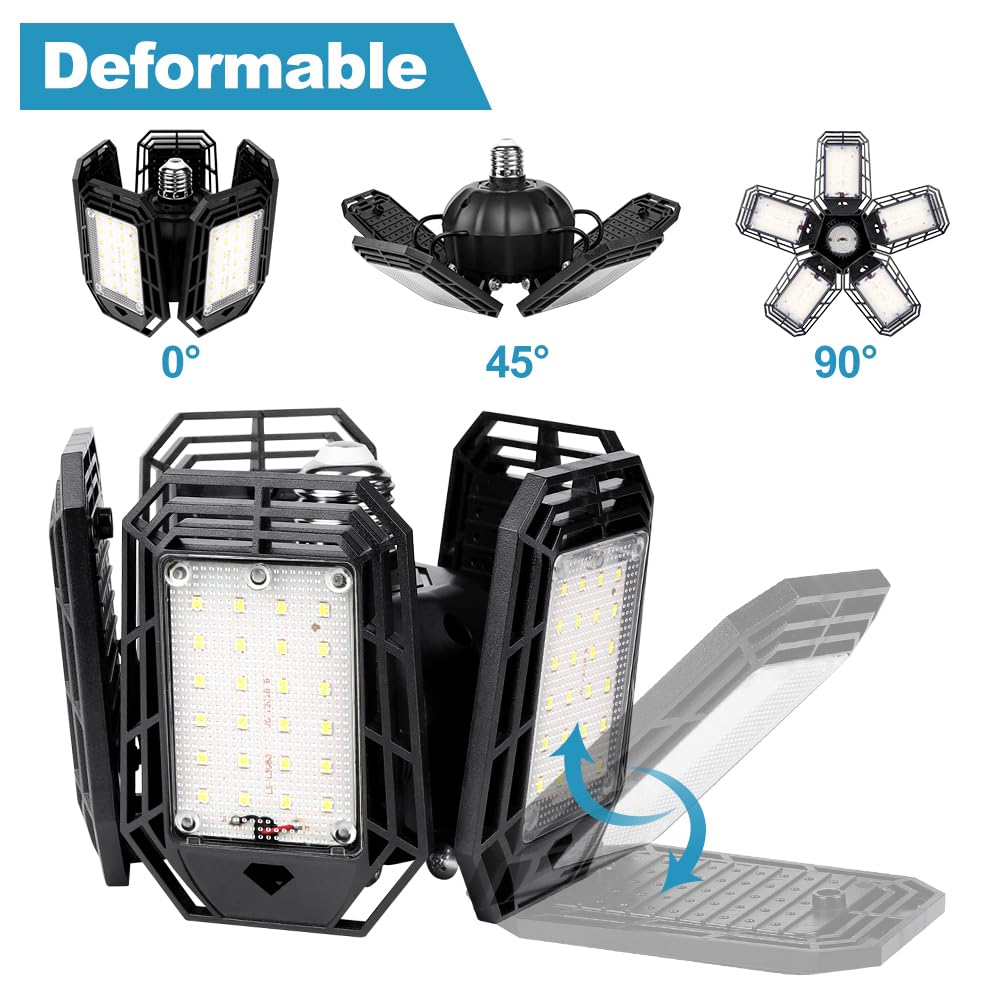 Luyata LED Garage Lights 2 Pack,Ceiling LED Shop Light 160W 16000LM 6500K Screw in Led Light with 5+1 Deformable Panels, Bright Led Lighting for Luyata