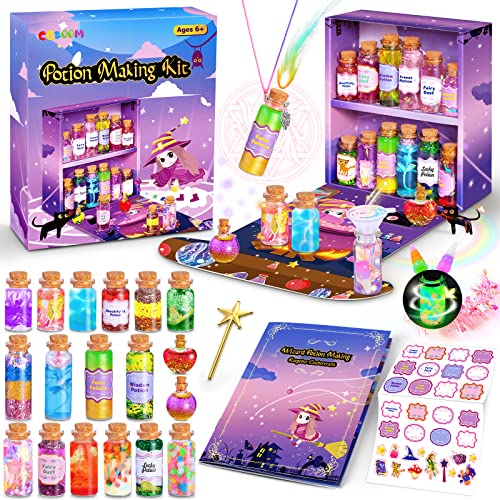 CGBOOM Potion Making Kit for Kids, Fairy Potions Crafts Kit for Girls, Creative Gift & Magic Potions Toys with 18 Bottles Mixen Magic Experiments for