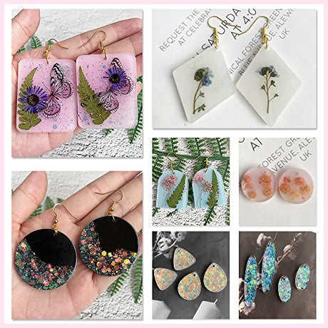 RESINWORLD Earrings Molds with Varieties of Shapes and Sizes, Stud Dangle Drop Earrings Resin Molds with Hole, Arch/Oval/Hexagon Silicone Molds for ResinWorld