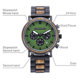 2win Engraved Wooden Watch Stylish Green Dial Design Personalized Wood Watches for Men Husband Boyfriend Fiancé Dad Customized Anniversary Birthday 2win