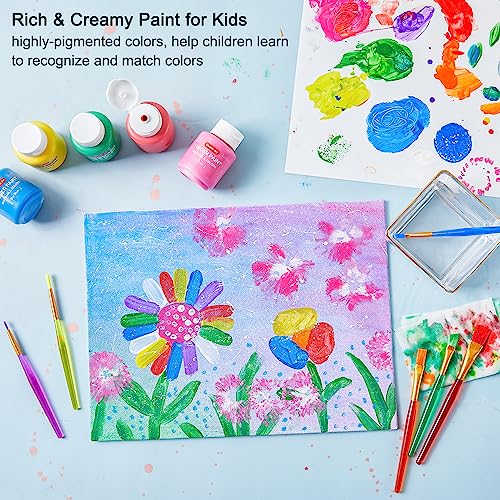 Washable Finger Paint Set, Shuttle Art 46 Pack Kids Paint Set with 14 Colors(60ml) Finger Paints, Brushes, Finger Paint Pad, Sponge, Palette, Smock, Shuttle Art