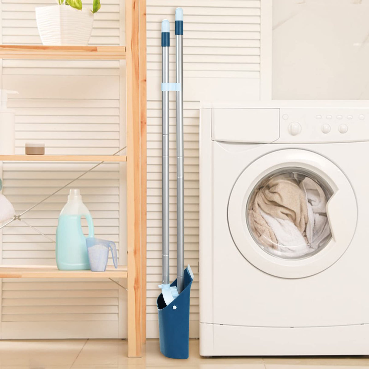 SONCAL Standing Dustpan and Broom Set with 52" Long Extendable Handle for Home, Indoor, Kitchen Room Office Lobby Floor Cleaning SONCAL