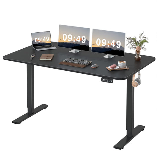 Furmax Electric Height Adjustable Standing Desk Large 55 x 24 Inches Sit Stand Up Desk Home Office Computer Desk Memory Preset with T-Shaped Metal - WoodArtSupply