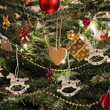 MAGICLULU 20pcs Unfinished Rocking Horse Wood Slice Hollow Wooden Horse Pattern Cutouts Hanging Wooden Horse Christmas Tree Ornament for Christmas MAGICLULU