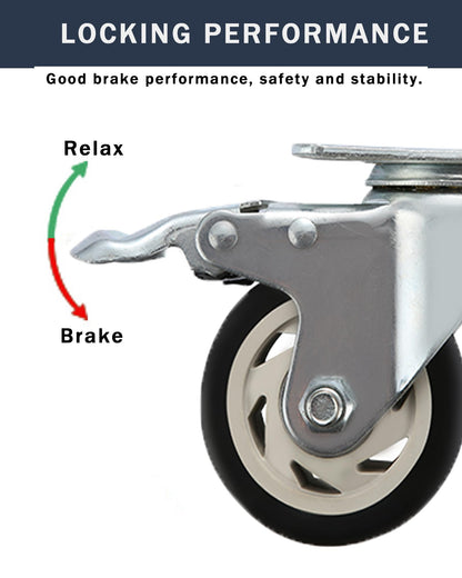 AOTAISP 3 Inch Heavy Duty Casters Load1000lbs Bearing Plate Caster Wheels, 360-degree Soft Rubber Swivel Casters for Furniture and Workbench Cart, - WoodArtSupply