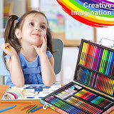 POPYOLA Art Supplies, 180 Piece Drawing Painting Art Kit with Clipboard and Coloring Papers, Gifts Art Set Case with Oil Pastels, Crayons, Colored POPYOLA