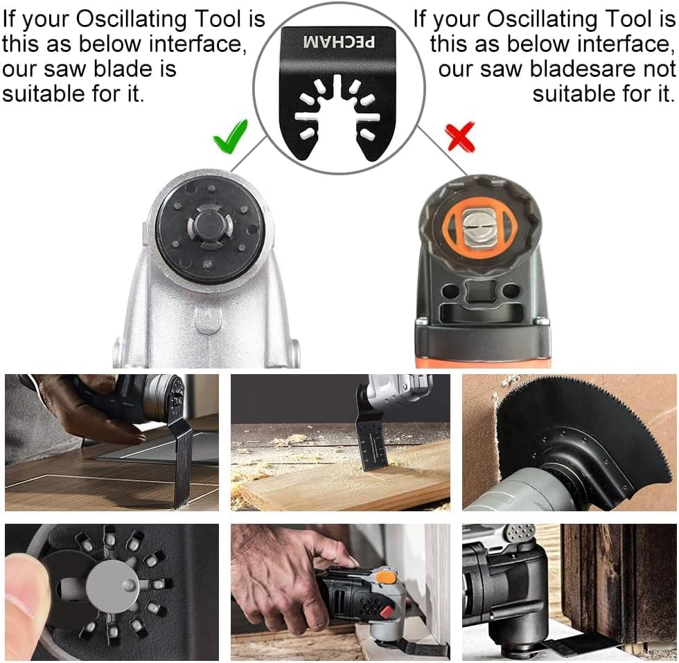 PECHAM 24PCS Universal Wood Metal Oscillating Multitool Quick Release Saw Blades Fit Porter Cable Black & Decker Rockwell Ridgid Ryobi Milwaukee PECHAM