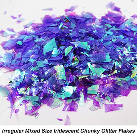 12 Colors Iridescent Chunky Glitter Flakes Kit Irregular Resin Epoxy Art Craft Paint Glitters Sparkles Accessories Festival Cosmetic Body Glitter LoveOurHome