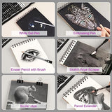 HIFORNY 60 Pcs Drawing Kit Sketching Pencil Set,Sketch Pencils Art Supplies with 3-Color Sketchbook,Graphite,Charcoal,Drawing Pencils for Adults HIFORNY