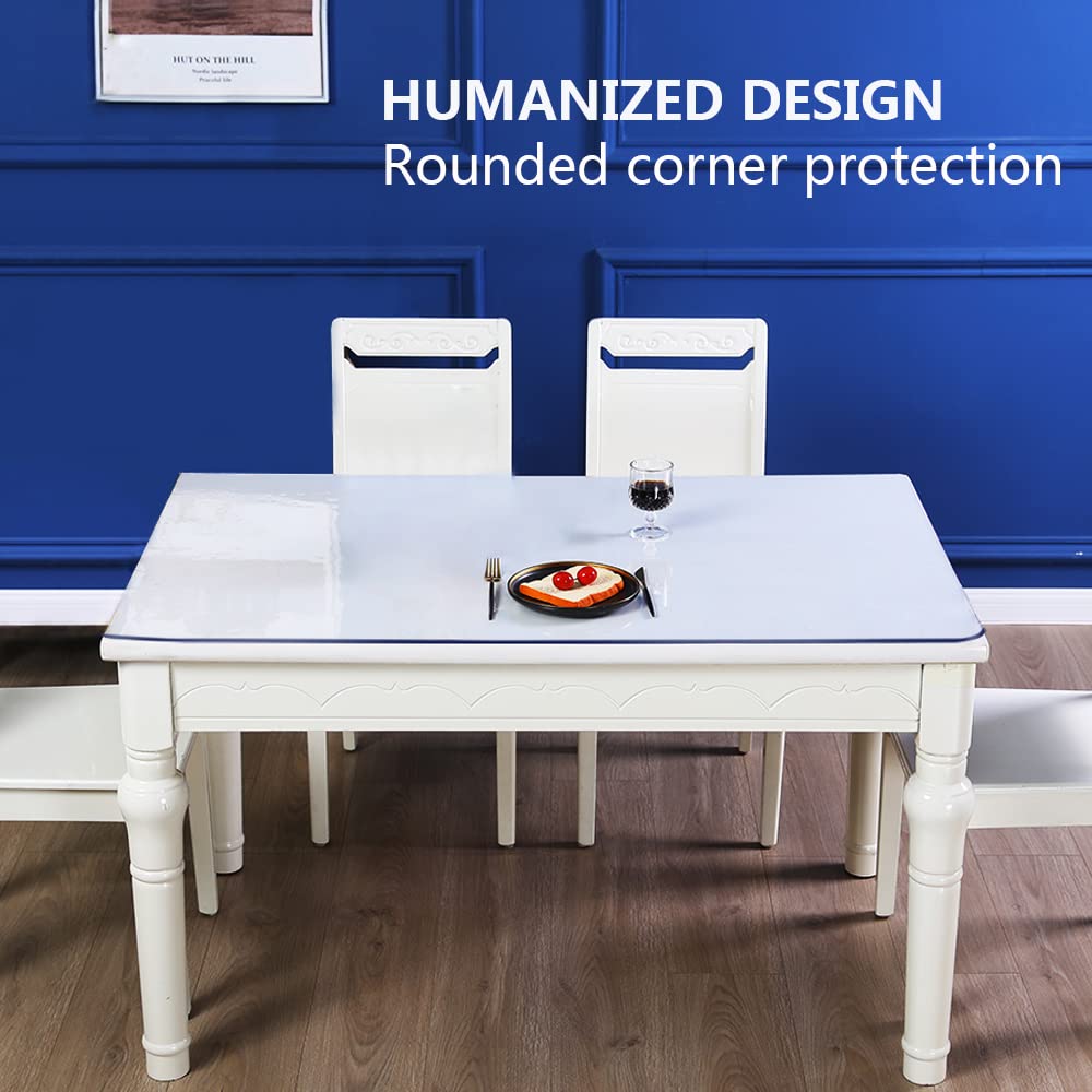 24x72 Long Clear Plastic Dining Room Table Protector Desk Cover Wooden Furniture Topper Transparent Tablecloth Wipeable Vinyl PVC Waterproof for - WoodArtSupply