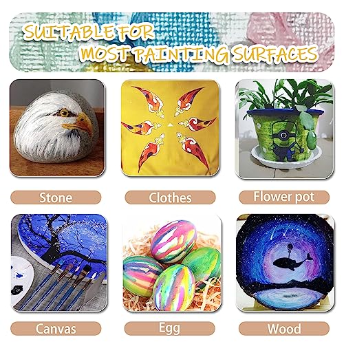 Artecho Acrylic Paint Set 48 Colors 2oz/59ml, Art Craft Paint for Art Supplies, Paint for Canvas, Rocks, Wood, Fabric and Ceramic, Non Toxic Paint Artecho