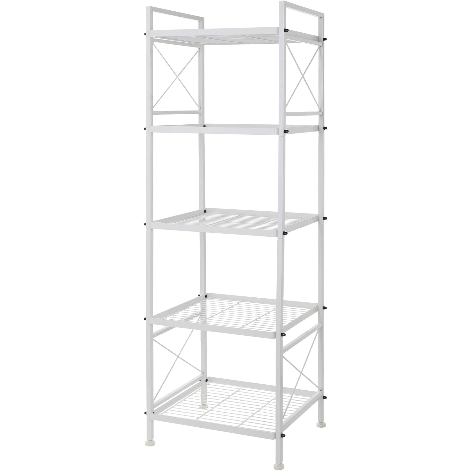 YOHKOH 5 Tier Metal Storage Rack Closet Shelves,Standing Storage Shelf Units for Laundry Bathroom Kitchen Pantry Closet(White,17.0L x 12.9W x 53.3H) YOHKOH