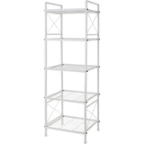 YOHKOH 5 Tier Metal Storage Rack Closet Shelves,Standing Storage Shelf Units for Laundry Bathroom Kitchen Pantry Closet(White,17.0L x 12.9W x 53.3H) YOHKOH