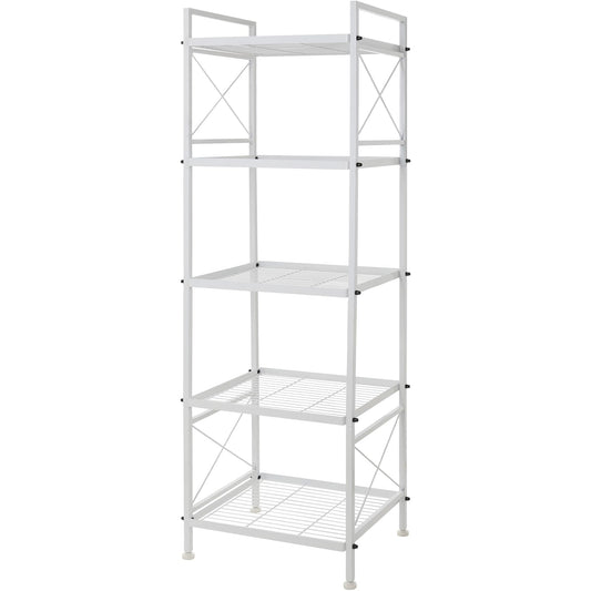 YOHKOH 5 Tier Metal Storage Rack Closet Shelves,Standing Storage Shelf Units for Laundry Bathroom Kitchen Pantry Closet(White,17.0L x 12.9W x 53.3H) - WoodArtSupply