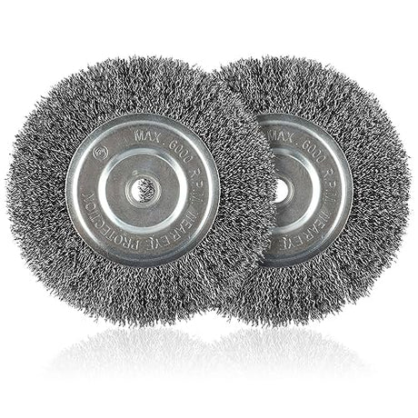 WENORA 6-Inch Wire Wheel for Bench Grinder, 0.012 Carbon Steel Wire with 1/2" & 5/8" Arbor Hole, for Removal of Rust, Paint and Scale from Metal and WENORA