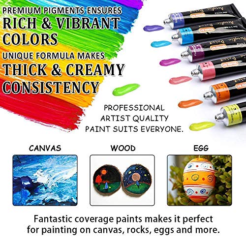 Shuttle Art Acrylic Painting Bundle, Set for 66 Colors Acrylic Paint in Tubes (22ml/0.74oz) + 36 Multi Pack Painting Canvas Panels Shuttle Art