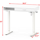 SHW Claire 40-Inch Height Adjustable Electric Standing Desk with Drawer, White SHW