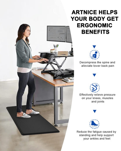 Artnice Anti Fatigue Mat Standing Desk Office One Piece,0.75" Memory Foam Kitchen Mats for Standing,Standing Mat for Standing Desk for Floor, Office, - WoodArtSupply