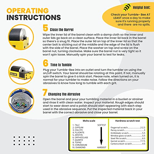 Tumble-Bee Rock Tumbler - Rotary Rock Tumbler for Polishing Stones, Rocks, Glass and Metals - Polishing Tool for Adults & Kids, Model TB-14, 1X4LB Tumble-Bee