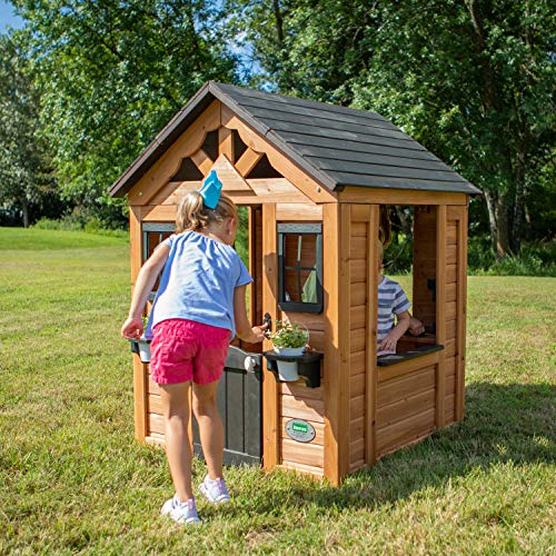 Backyard Discovery Sweetwater All Cedar Wooden Playhouse, Light Brown - WoodArtSupply