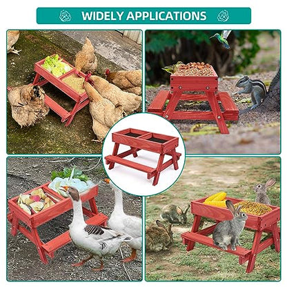 Chicken Picnic Table, Chicken Feeder No Waste Handmade Wooden, Large DIY Chicken Feeder Kit, Wild Bird, Duck & Squirrel Feeders, Mesh Bottom Keep - WoodArtSupply