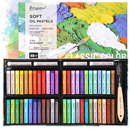 AXEARTE Soft Oil Pastels Set, 52 Colors Vibrant Creamy Oil Pastels Set with Painting Scraper, Art Supplies for Drawing, Blending, Layering, and - WoodArtSupply