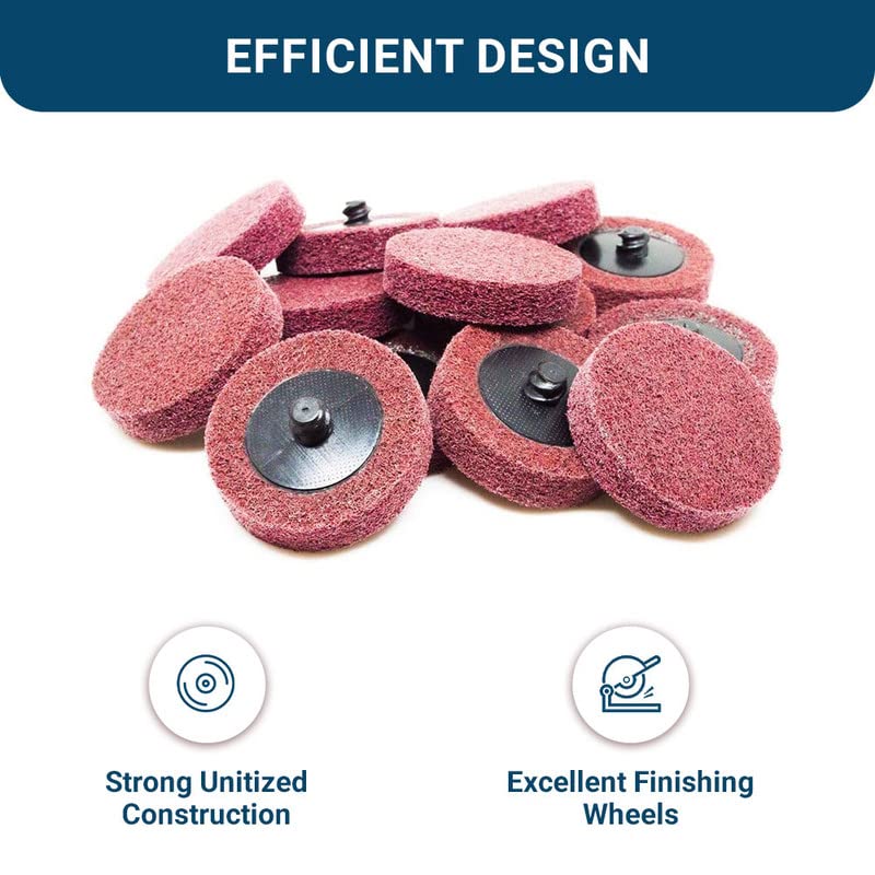 Benchmark Abrasives 2" Quick Change A/O Non-Woven Surface Preparation Wheels for Sanding Polishing Paint Removal with Male R-Type Backing, Use with