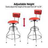 SUNEX TOOLS 8516 Hydraulic Shop Stool, High-Polished Chrome Finish, Hydraulic Seat Adjustment, Vinyl Padded Adjustable Seat and Backrest, Slip Sunex Tools