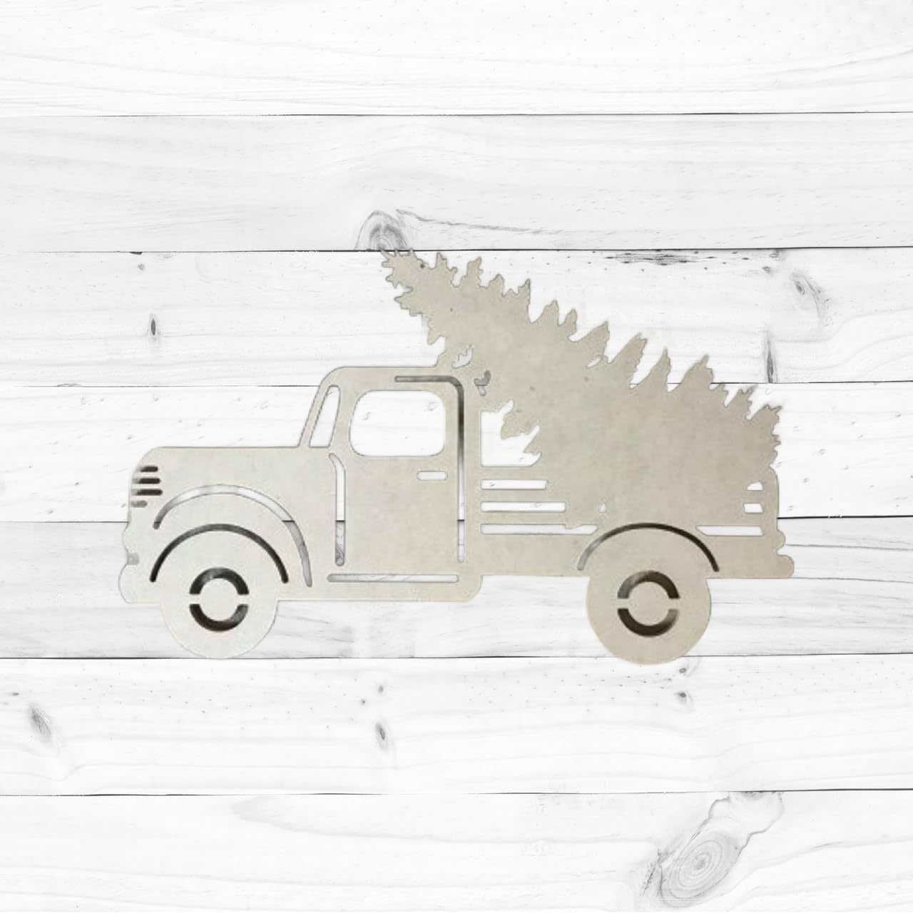 Antique Pickup Truck with Christmas Tree Shape, Unfinished Winter Holiday Wood Craft, Build-A-Cross Build-A-Cross