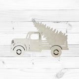 Antique Pickup Truck with Christmas Tree Shape, Unfinished Winter Holiday Wood Craft, Build-A-Cross Build-A-Cross