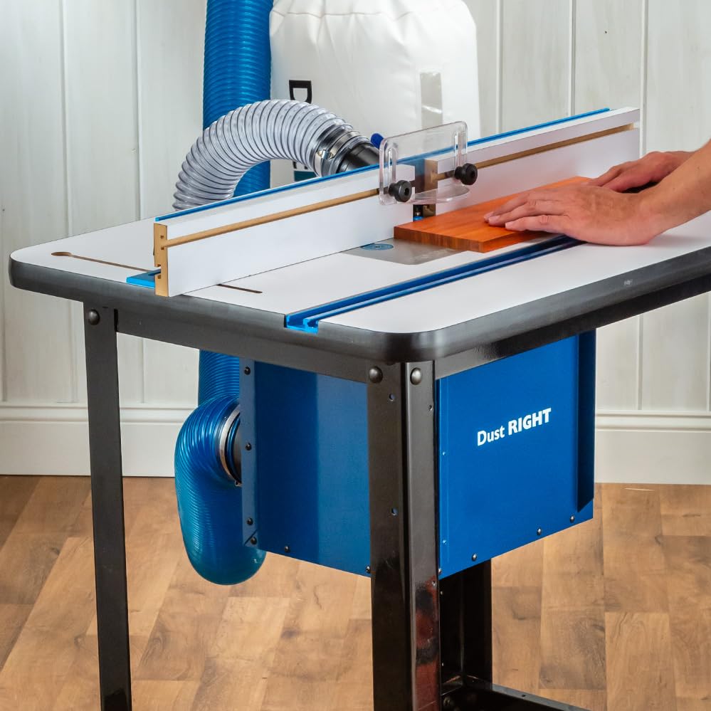 Router Table Dust Bucket w/Dual Port - Dust Collector Woodworking Bucket Mounted on Side or Back - Router Table Accessories Compatible w/Full-Size ROCKLER