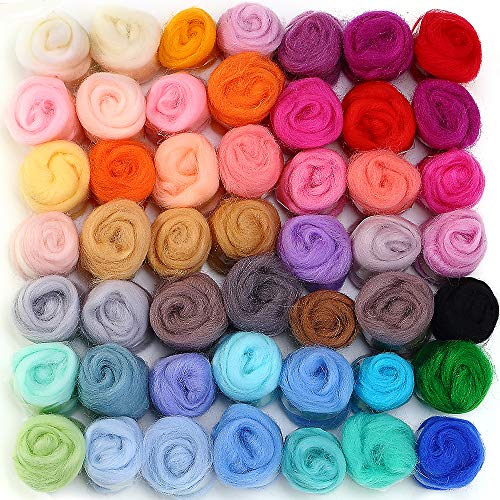MOMODA BAODLON 50 Colors Fibre Wool Yarn Roving for Needle Felting Hand Spinning DIY Craft Materials MOMODA