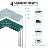 ADVANCE OUTDOOR 12x20 ft Heavy Duty Carport Car Canopy Garage Boat Shelter Party Tent, Adjustable Peak Height from 9.5ft to 11ft, Green ADVANCE OUTDOOR
