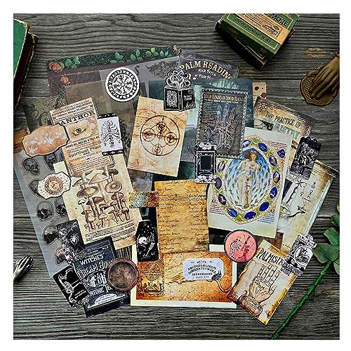 Vilikya Dark Academia Junk Journal Supplies, Vintage Skull Decoupage Paper for Scrapbook Kit, 45pcs Astrology Ephemera for Junk Journals, Mushroom - WoodArtSupply