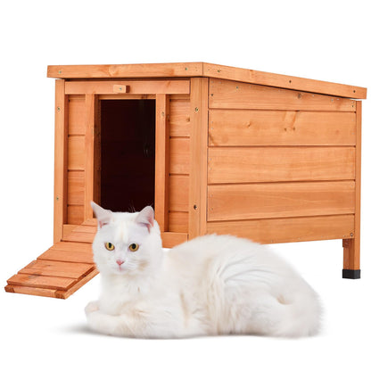 CO-Z Outdoor Cat House, Weatherproof Rabbit Hutch Hideout Indoor Bunny Cage, Wooden Outside Shelter for Feral Cats, Rabbits, Chicken, Small Animal,