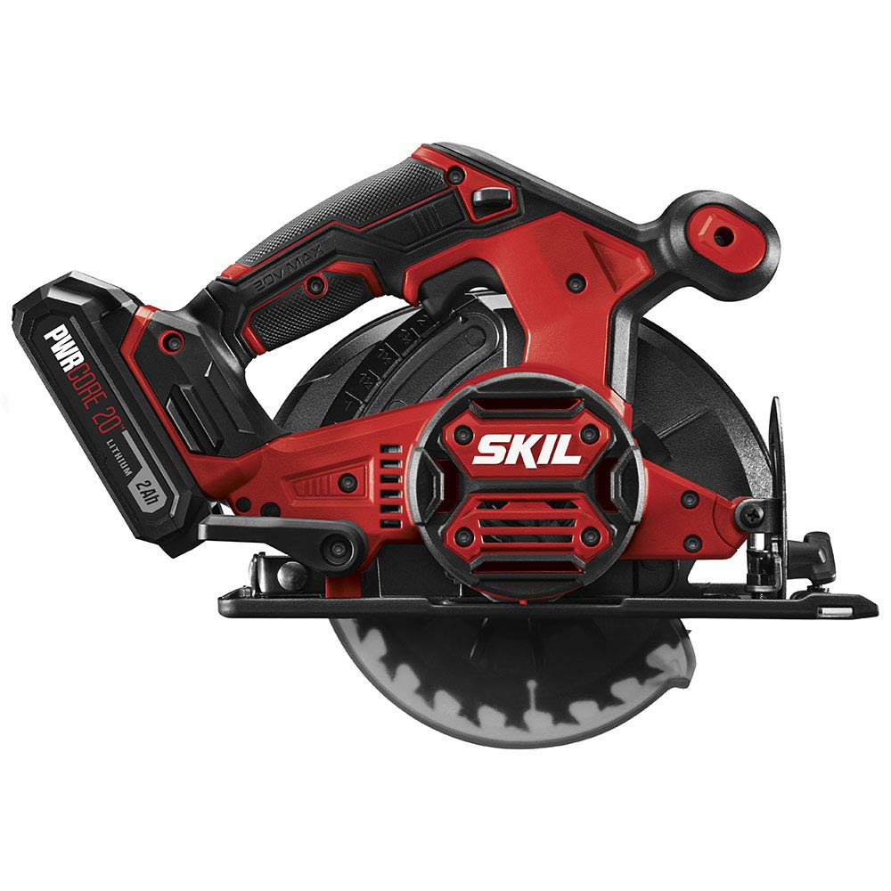 SKIL 20V 6-1/2 Inch Cordless Circular Saw Includes 2.0Ah PWR CORE 20 Lithium Battery and Charger - CR540602