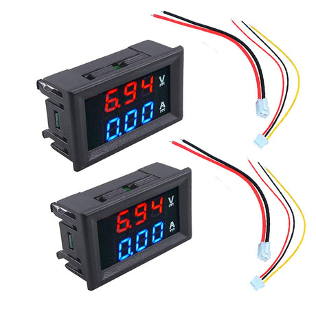 HiLetgo 2pcs 0.28" Digital Voltmeter Ammeter DC 100V 10A Amp Voltage Current Meter Tester 0.28 Inch 3 Bits Blue + Red Dual LED Display Panel with HiLetgo