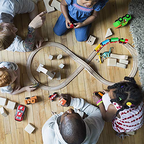 SainSmart Jr. Wooden Train Set for Toddler with Double-Side Train Tracks Fits Brio, Thomas, Melissa and Doug, Kids Wood Toy Train for 3,4,5 Year old - WoodArtSupply