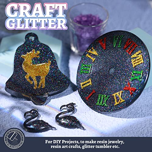 LEOBRO Black Glitter, Glitter, 180G/6.35OZ Holographic Ultra Fine Glitter, Resin Glitter Powder, 1/128" Metallic Black Glitter for Crafts Resin LEOBRO