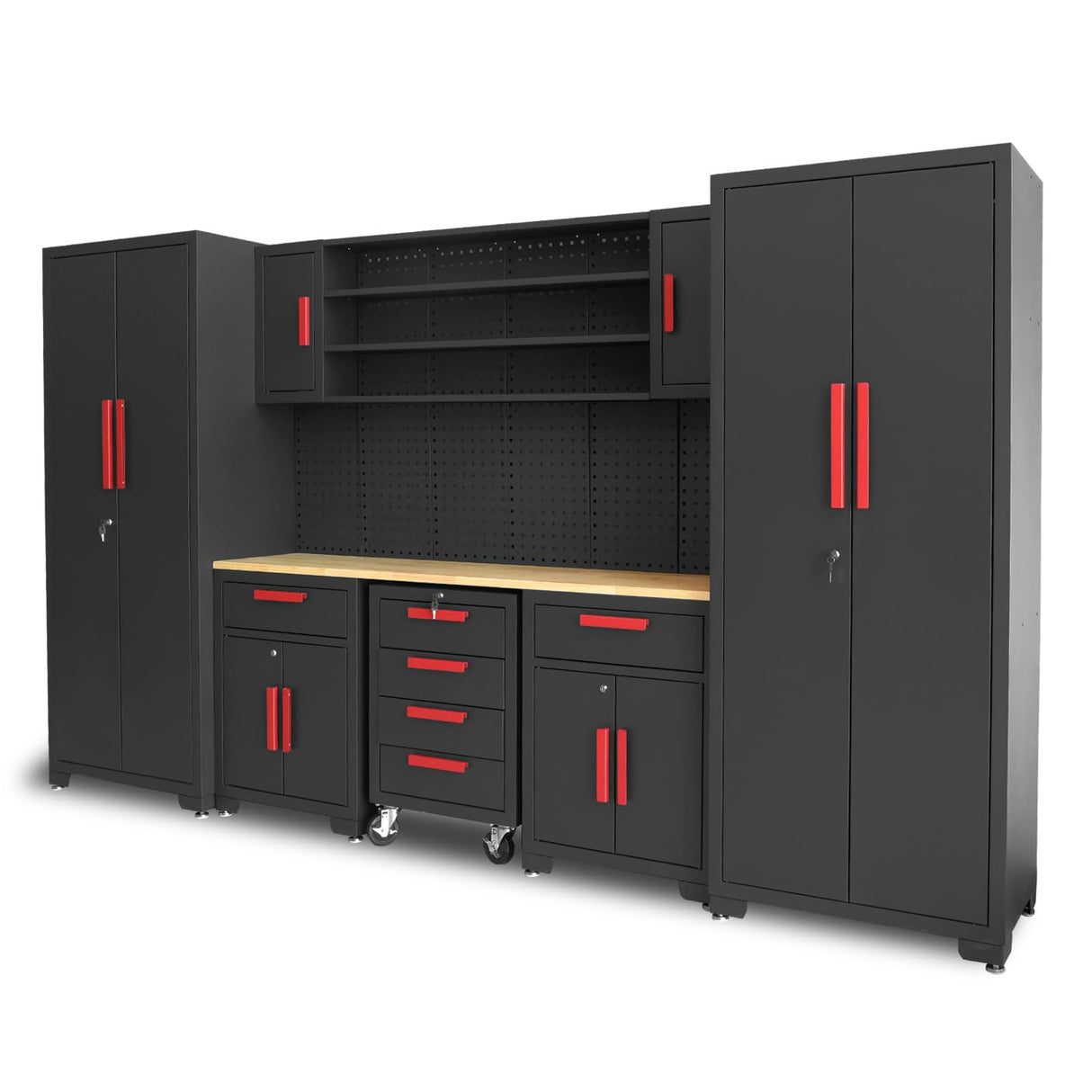 GSTANDARD Cabinets Storage System, Includes Drawers, Rolling Chest and Pegboard-Perfect for Organizing Garage and Tools 8 Piece Gabinets Set, 18.58" GSTANDARD