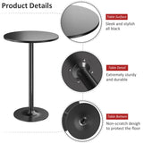 Furmax Bistro Pub Table 2 Pack Round Bar Height Cocktail Table Metal Base MDF Top Obsidian Table with Black Leg 23.8-Inch Top, 39.5-Inch Height Furmax